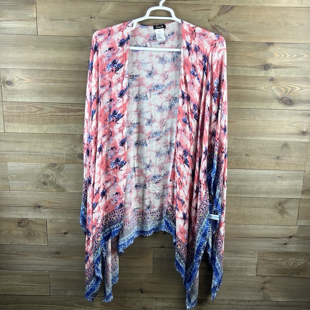 Saachi Womens Kimono Cover Up Tie Dye Anthropologie Duster Boho Beachy One Size